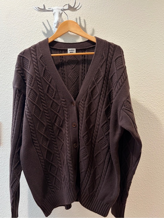 Sunday Best Sweaters - Aritzia Sunday Best Chocolate Brown Cable Knit Cardigan